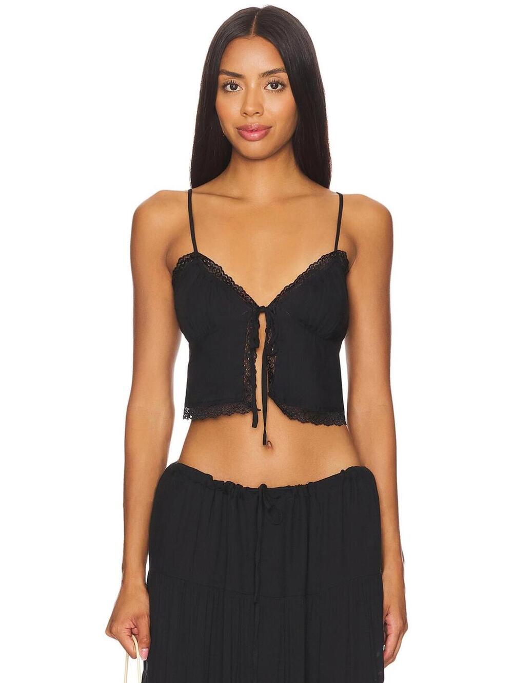 SNDYS Ophelia Tie Up Top in Black